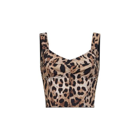 Dolce & Gabbana Women Leopard Print Bustier Top